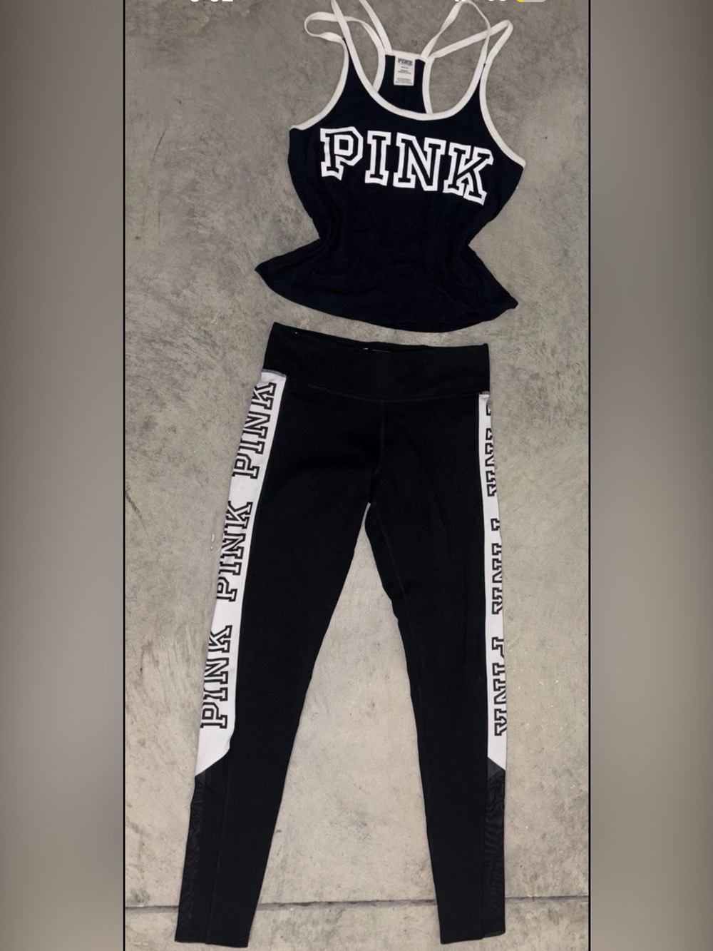 Pink Victoria’s Secret Athleisure 2PC Set Tank (S) Lagging’s (M) Spellout Logo